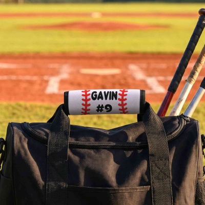 Personalized Sports Ball Luggage Handle Protector with Name & Number, Travel Accessories, Birthday Gift for Sports Lovers/Players/Coaches