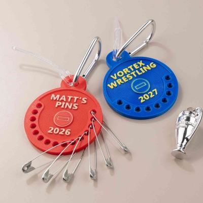Personalized Text 3D Printed Wrestling Pin Holder Keychain with Carabiner & Lanyard, Multicolor Bag Charm, Birthday/Team Gift for Wrestling Lovers