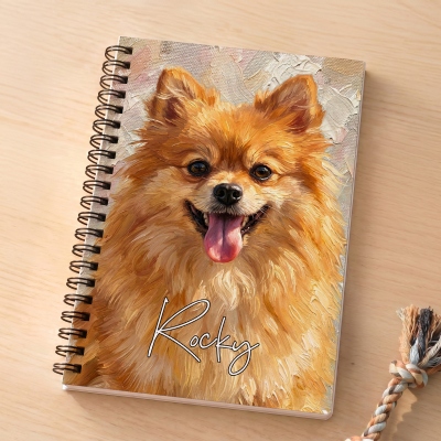 Personalized Oil Painting Pet Portrait Notebook with Name, Softcover A5 Spiral Daily Use, Birthday/Back to School Gift for Pet Owners/Lovers/Friends