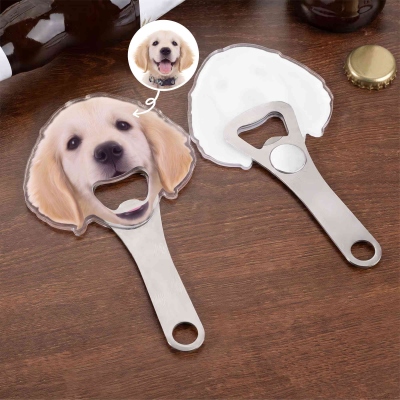 Personalized Pet Face Photo Bottle Opener, Pet Portrait Opener with Magnet, Kitchen Bar Tool, Housewarming/Birthday/Memorial Gift for Pet Parents