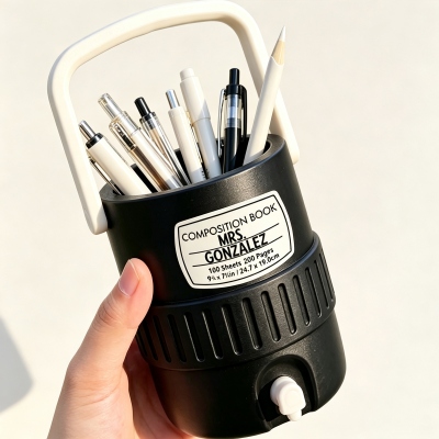 Custom Mini Teacher Bucket Organizer with Name, Multi-Purpose Desk Pen/Candy/Can Holder, Desk Decor, Appreciation Gift for Women/Teachers/Educators