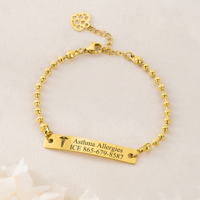 Personalized Engraved Medical Alert Bracelet, Medical ID Emergency Contact Adjustable Bracelet, Birthday/Anniversary Gift for Her/Women/Patients