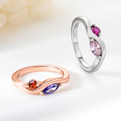 Personalized Engraved Dual Birthstones Infinity Ring, Dainty Promise Ring, Birthday/Valentine’s Day/Anniversary Gift for Her/Wife/Couple/Besties