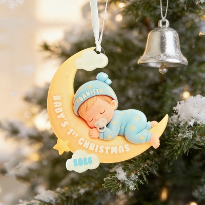 Personalized Baby's First Christmas Ornament with Name, Acrylic Newborn Keepsake, Christmas Gift for New Parents