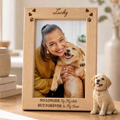 Personalized Engraved Heart Paw Commemorative Photo Frame with Name and Text, Home Decor, Pet Loss/Pet Remembrance Gift for Pet Owner