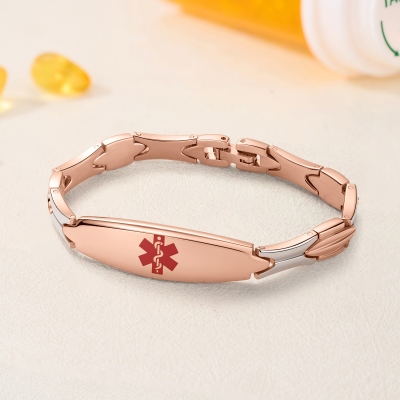 Custom Engraved Medical Alert Bracelet, Women’s Medical ID Emergency Contact Bracelet, Birthday/Anniversary Gift for Her/Mom/Grandma/Patients
