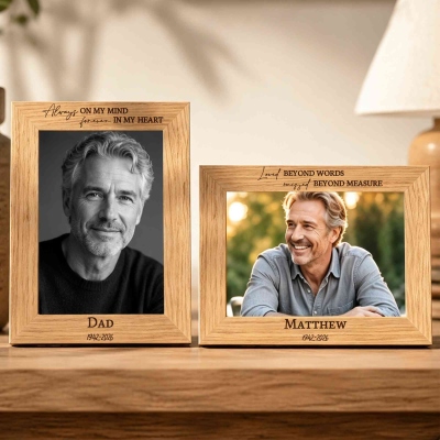Personalized In Loving Memory Wooden Photo Frame with Engraved Text and Name, Home Decor, Sympathy/Memorial Gift for Family Friends