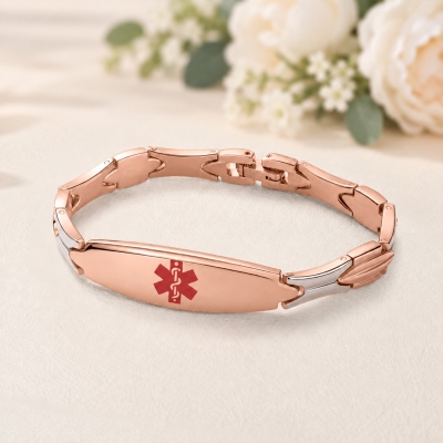 Custom Engraved Medical Alert Bracelet, Women’s Medical ID Emergency Contact Bracelet, Birthday/Anniversary Gift for Her/Mom/Grandma/Patients