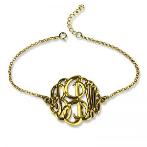 Personalized Monogrammed Bracelet Hand-painted 18K Gold Plated