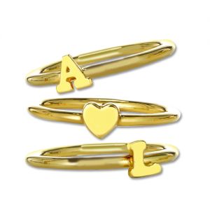 Personalized Stackable Ring with Initials 18k Gold Plated