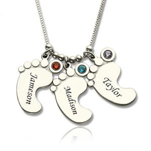 Customized Necklace With Baby Foot Charm for Mothers