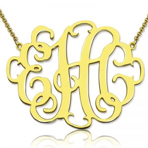 Personalized 1.68" XL Stylish Monogram Necklace 18K Gold Plated
