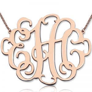 Personalized 2" XXL Stylish Monogram Necklace In Rose Gold