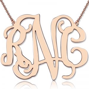 Personalized 2" XXL Celebrity Monogram Necklace In Rose Gold