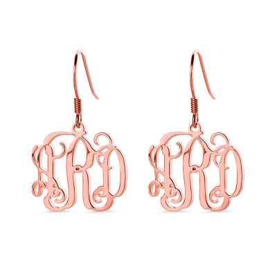Cut Out Monogrammed Earrings Rose Gold