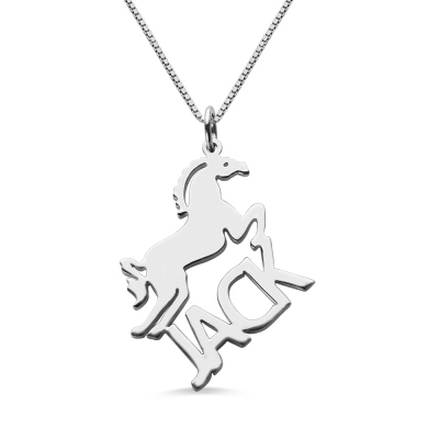 Personalized Horse Name Necklace for Kids Silver