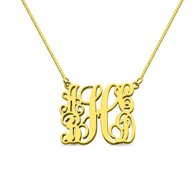 Gold Family Monogram Necklace With 5 Initials