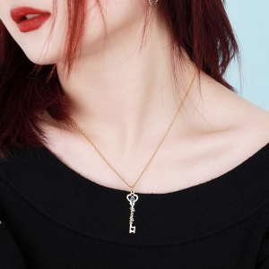 Personalized Key to True Love Birthstone Name Necklace