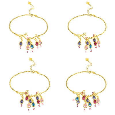 Custom Family Tree Birthstone Bracelet 