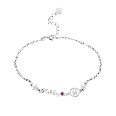 Personalzied Constellation Name Bracelet with Birthstone