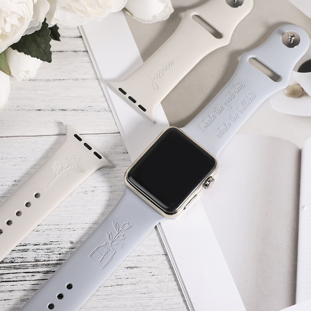 Pulseira de relógio de maçã personalizada com flores