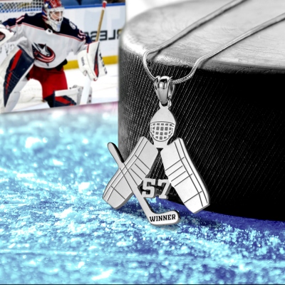 Custom Hockey Necklace Ice Hockey Sticks Name Jewelry