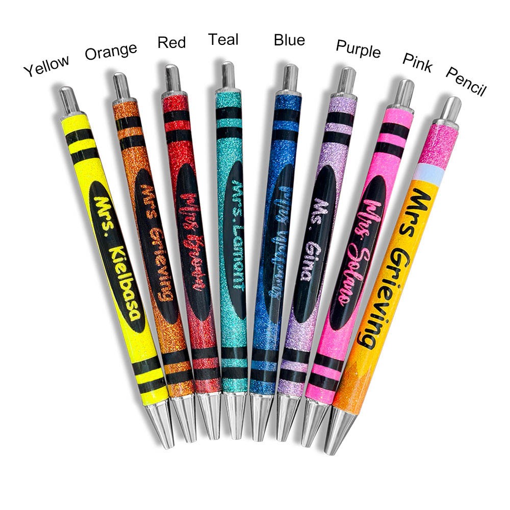 Personalized Name Glitter Pen, Set of 2, Glitter Crayon Pen, Ball-Point Pen, Teacher Appreciation Gift, Back to School Gift, Gift for Teacher
