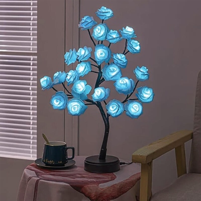 Romantic Rose Tree LED Lamp, Artificial Flower Night Light with Base, Home Decor, Valentine's Day/Birthday/Anniversary Gift for Wife/Girlfriend/Her