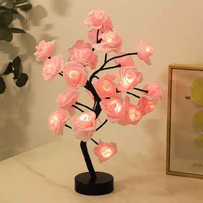 Romantic Rose Tree LED Lamp, Artificial Flower Night Light with Base, Home Decor, Valentine's Day/Birthday/Anniversary Gift for Wife/Girlfriend/Her