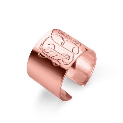 Engraved Monogram Cuff Ring Rose Gold