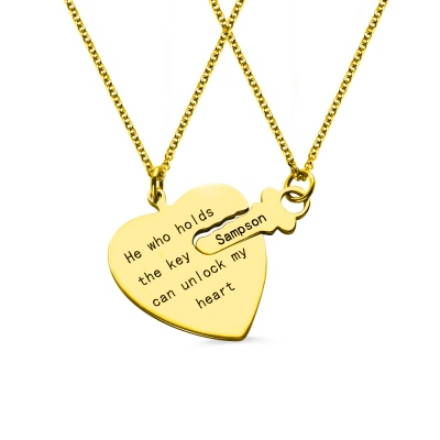 He Who Holds the Key Couple Necklace Set 18k Gold Plated
