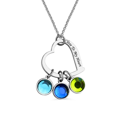 Open Heart Promise Phrase Necklace with Birthstone