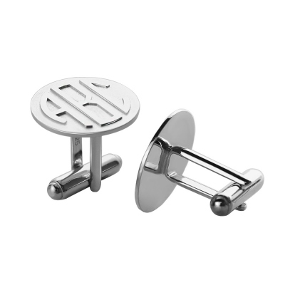 Personalized Men's Cufflinks Block Monogram Sterling Silver