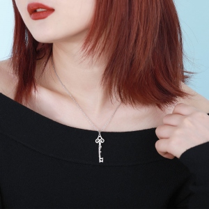 Personalized Key to True Love Birthstone Name Necklace