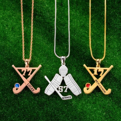 Custom Hockey Necklace Ice Hockey Sticks Name Jewelry