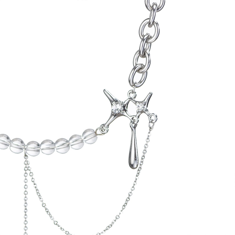 Gothic Style Choker, Multi-layer Streetwear Punk Necklace, Dark Style Lollita Choker, Silver Crystal Punk Jewelry for Women Teen Girls