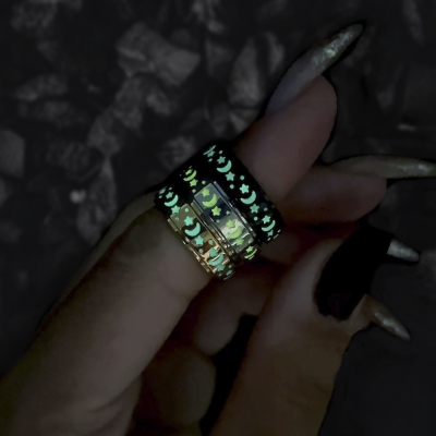 Luminous Moon and Star Dekompressionsring, Glow Moon Star Fidget Spinner Ring, ångestlindringsring, stresslindrande present till henne/tjejen