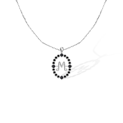 Custom Initial Necklace, Rotating Talisman Morticia Necklace, Sterling Silver 925 Wednesday Necklace, Women's Jewelry, Gift for Mother/Friend/Lover