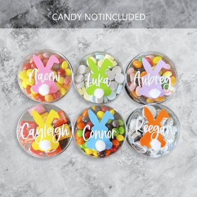 Custom Easter Bunny Candy Treat Box with Tail, Basket Stuffers for Kids, Kids Easter Basket Filler, Easter Treat Bags, Gift for Kids/Family