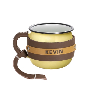 Tasse à café en cuir émaillé personnalisée pour les voyages et le camping
