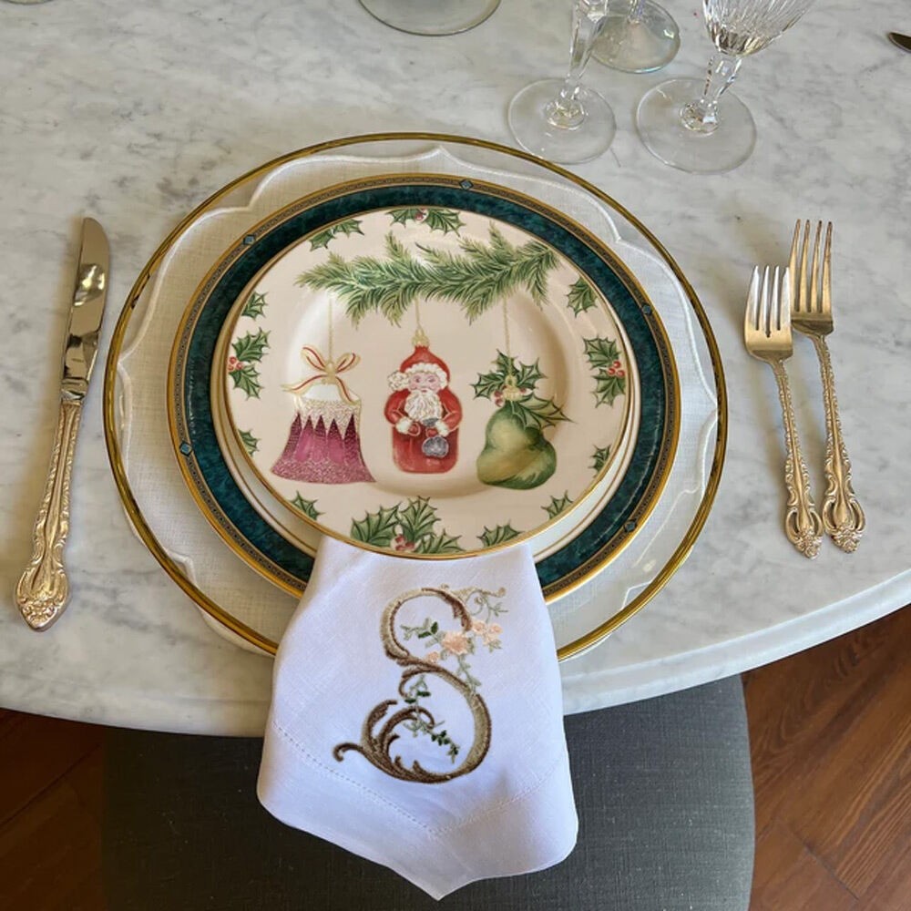 Serviette de table monogrammée brodée personnalisée