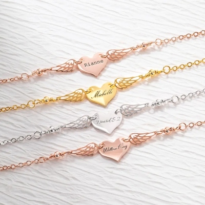 Custom Mommy Of An Angel Bracelet, Memorial Jewelry, Infant Loss Bracelet, Loss of Mother Bracelet, Miscarriage Gift, Memorial Wing Charm