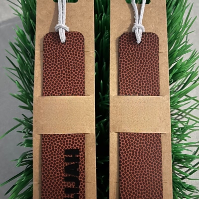 Personalized Name Football Bookmark, Cool Sports Leather Bookmark, Gift for Him/Her