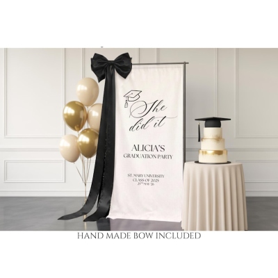 Personalized Graduation Banner, Custom 2026 Graduate Name Welcome Sign, Congratulation Grad Photo Backdrop Yard Sign Decor