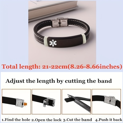 Personalized Luminous Medical Alert ID Bracelet with Text, Emergency Contact Wristband, Unisex Daily Jewelry, Birthday Gift for Men/Women/Family