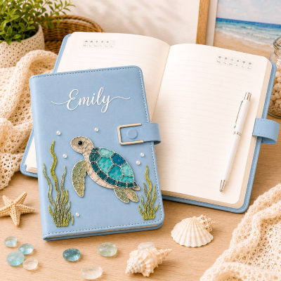 Personalized Ocean‑Life Themed Notebook with Name, Premium Coastal‑Inspired Journal, Birthday & Holiday Gift for Women/Friends/Ocean Lovers