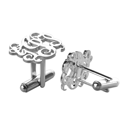 Personalized Cufflinks with Monogram Sterling Silver