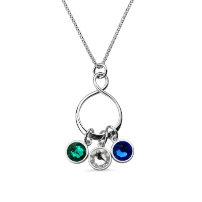 Personalized Infinity Birthstone Charm Necklace