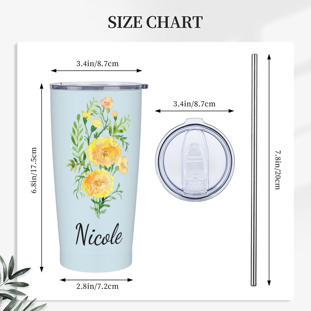 Birth Flower Travel Cup