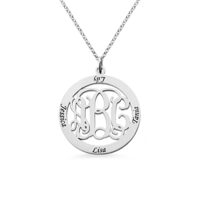 Sterling Silver Monogram Necklace Stamped 4 Names